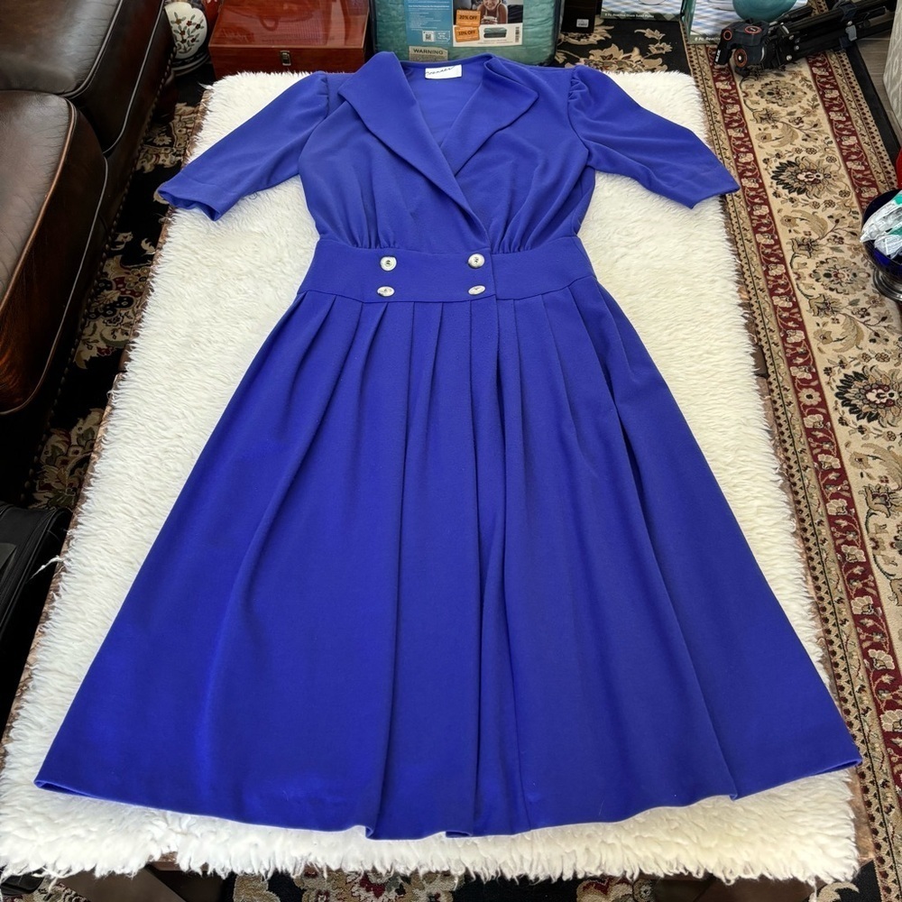 Brenner Vintage Elegant Blue Women's Dress size Medium - Picture 4 of 16